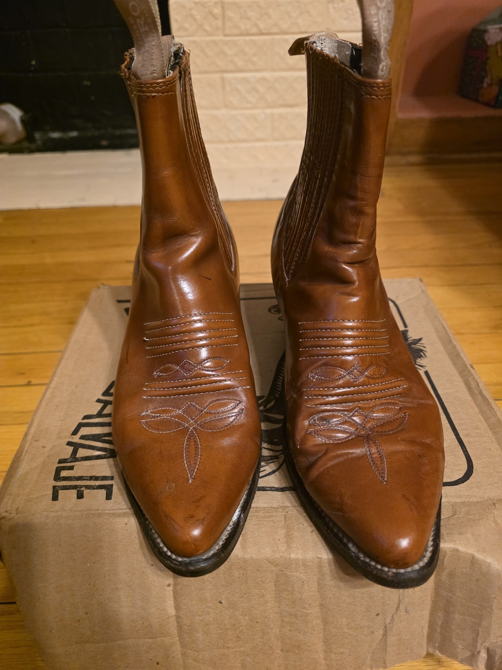 Men's Brown Leather Western Chelsea Boots